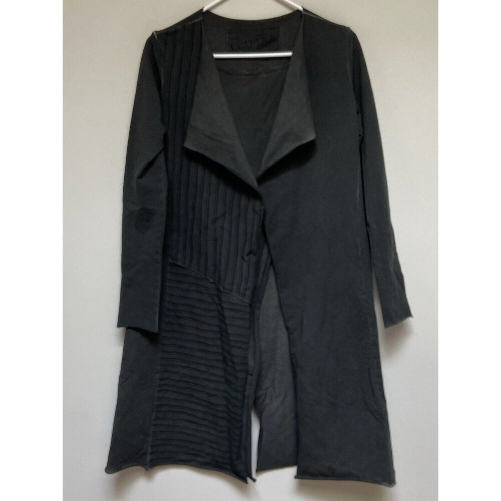 LUUKAA Womens Charcoal Open Front Cross Over Back Cardigan Lagenlook Size 8/10